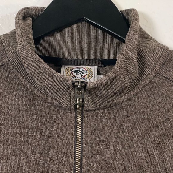 Cinch 1/4 Zip Cotton Knit Pullover Sweater in Brown Men's Size L - Picture 6 of 9